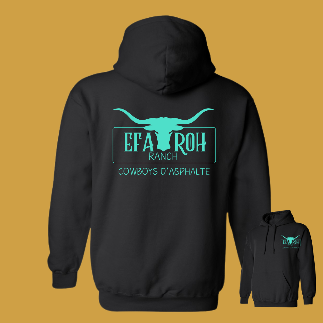 Hoodie Noir | Logo Turquoise Arrière