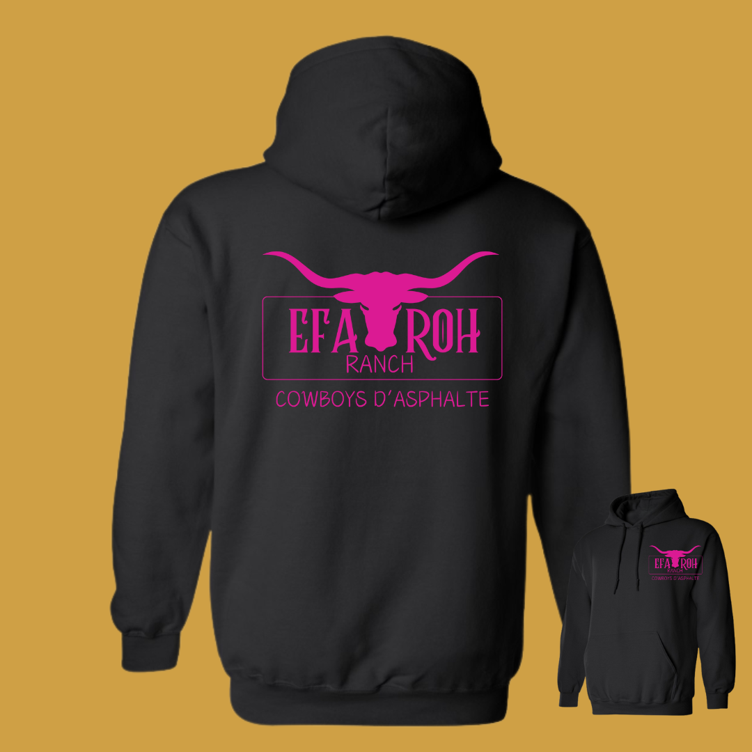 Hoodie Noir | Logo Rose Arrière