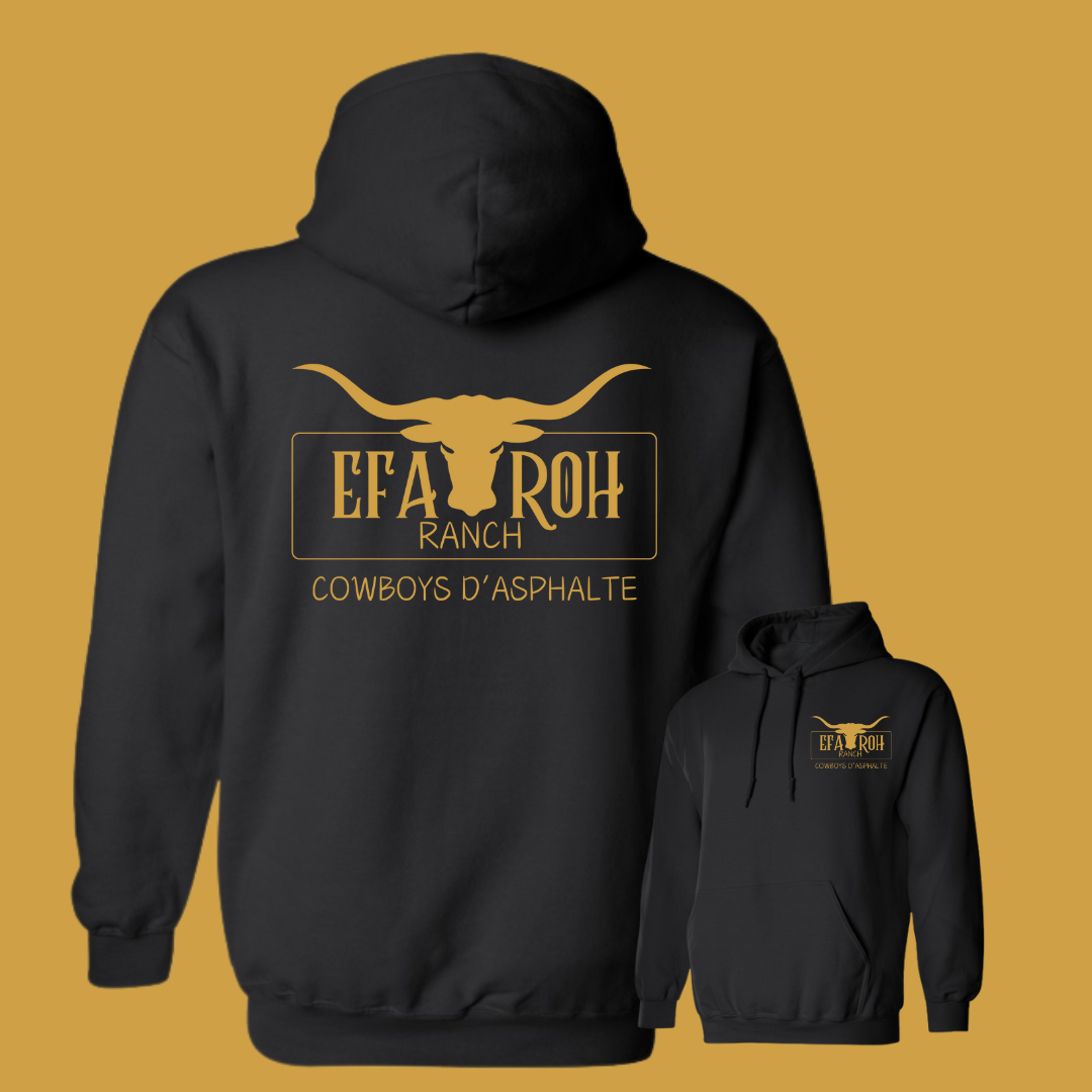 Hoodie Noir | Logo Or Arrière