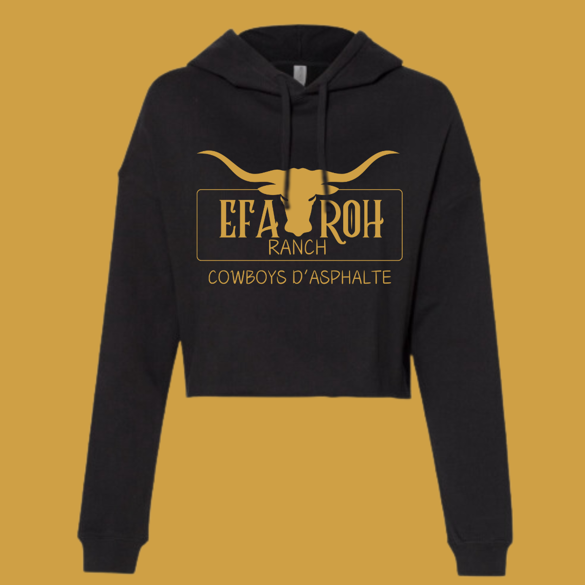 Hoodie Léger & Court Noir | Logo Or