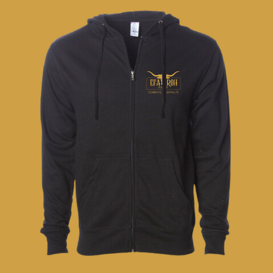 Hoodie Zip Noir | Logo Or