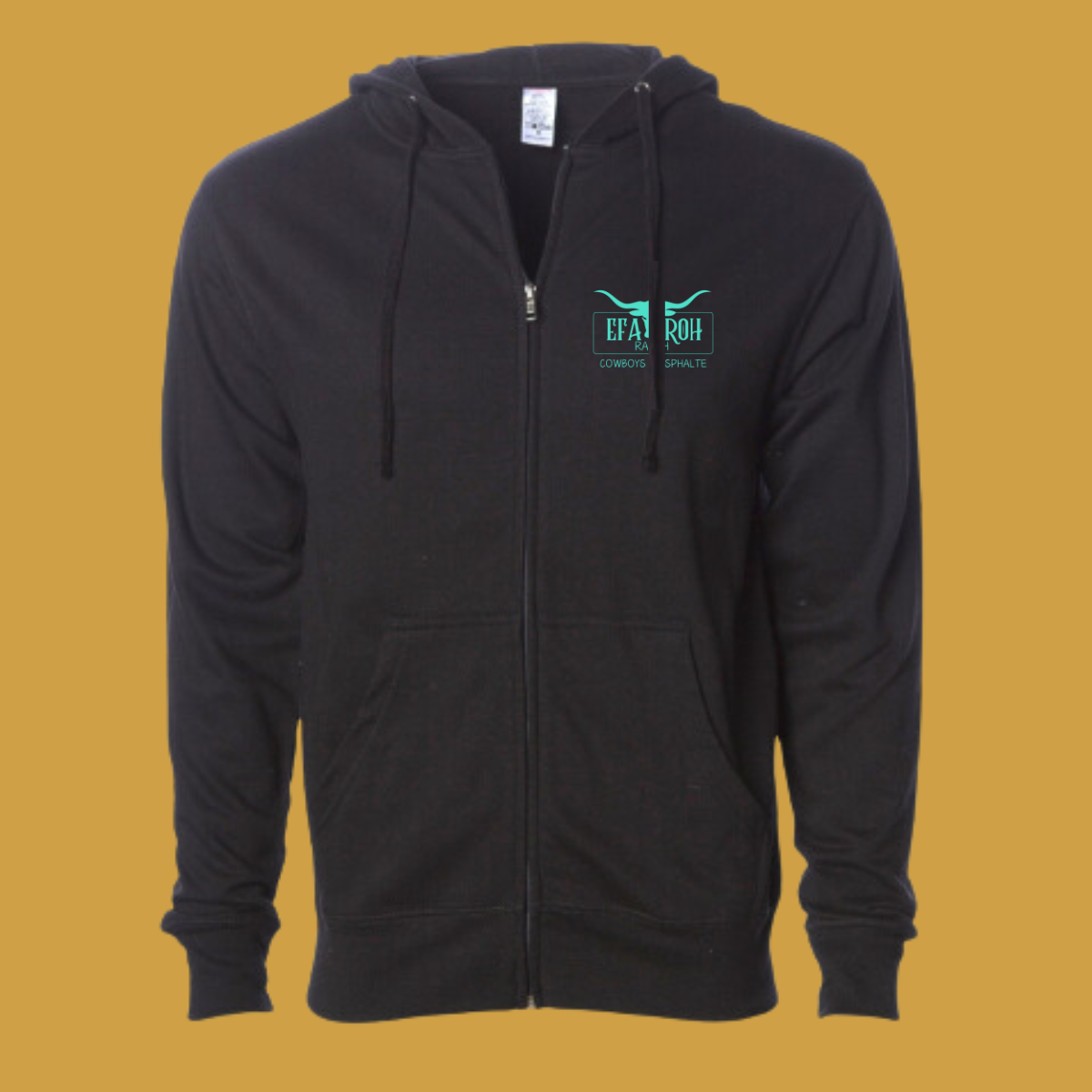 Hoodie Zip Noir | Logo Turquoise