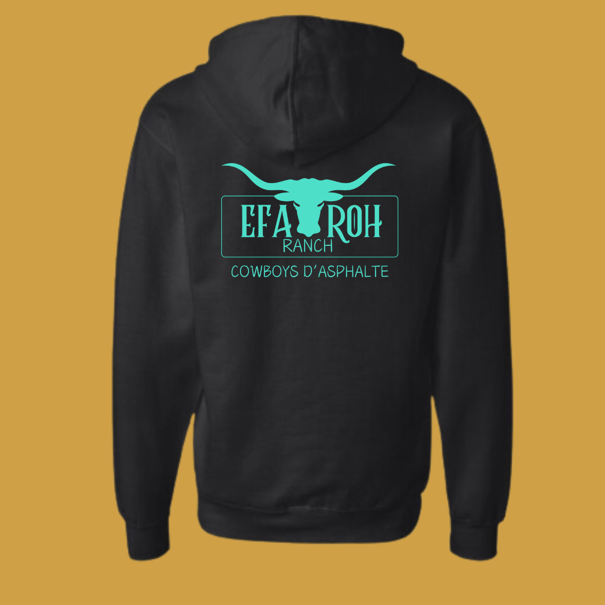 Hoodie Zip Noir | Logo Turquoise