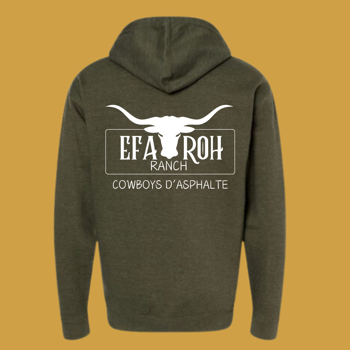 Hoodie Zip Kaki | Logo Blanc