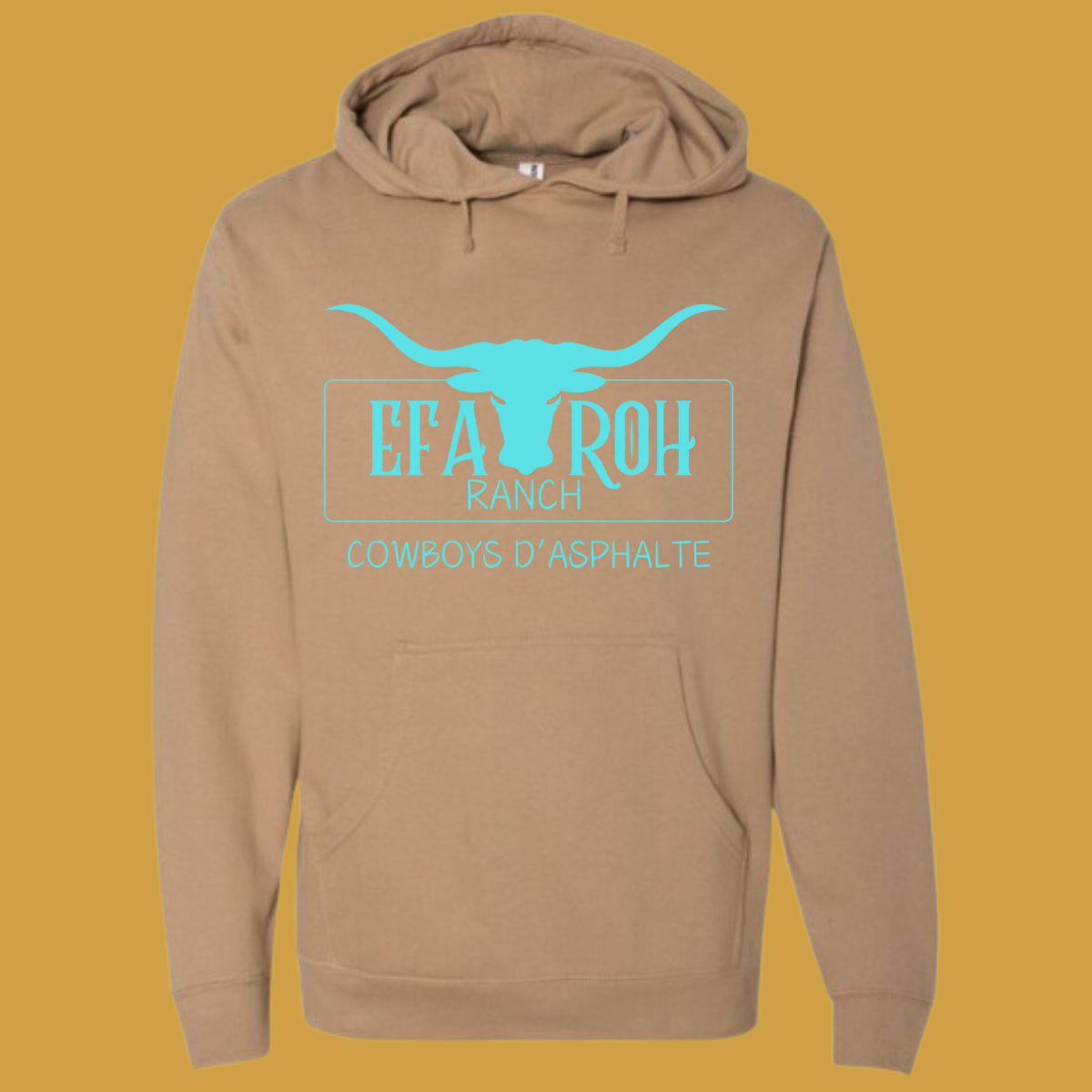 Hoodie Sable | Logo Bleu Pâle