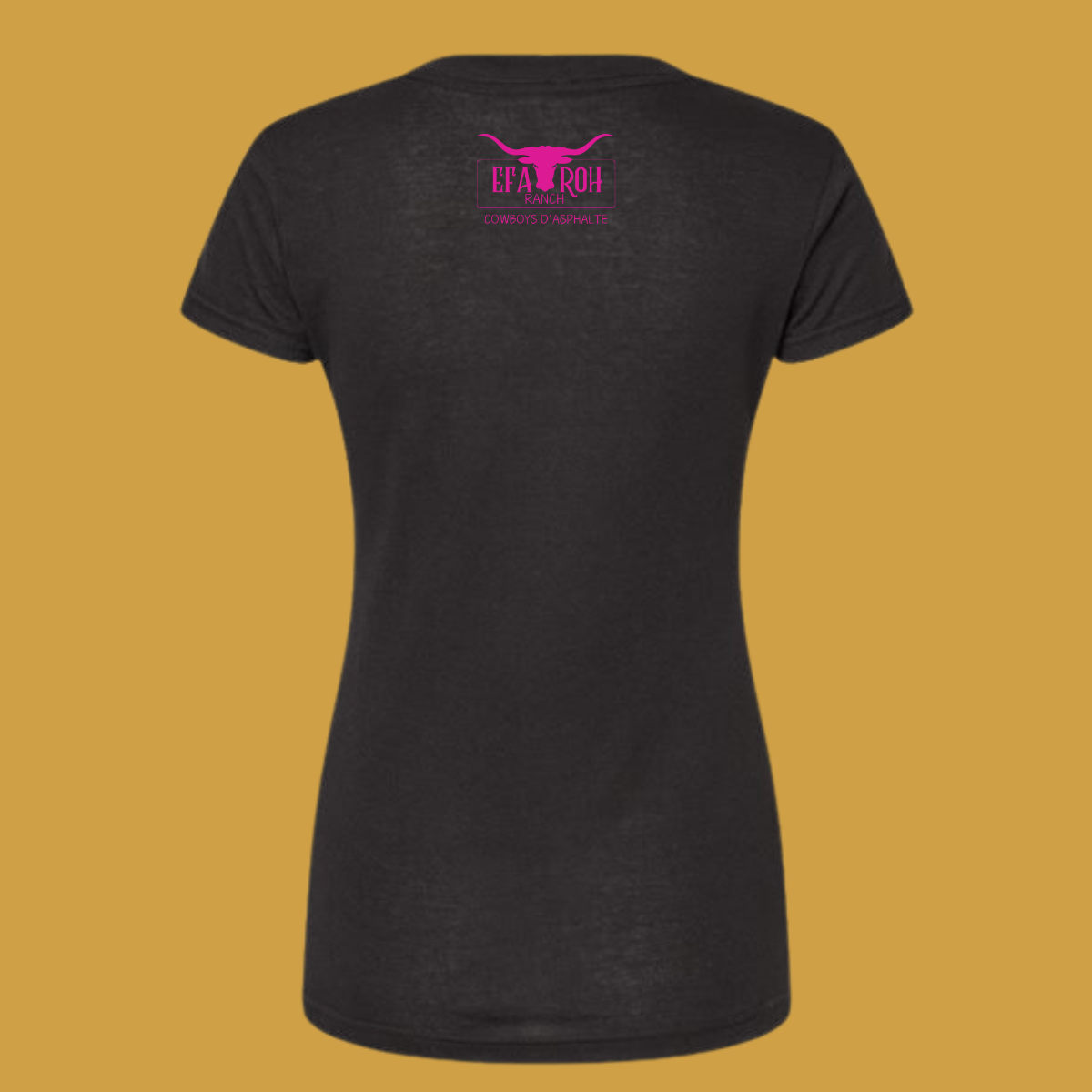 T-Shirt Vneck Noir - Logo Rose